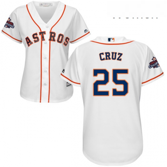 Womens Majestic Houston Astros 25 Jose Cruz Jr Authentic White Home 2017 World Series Champions Cool