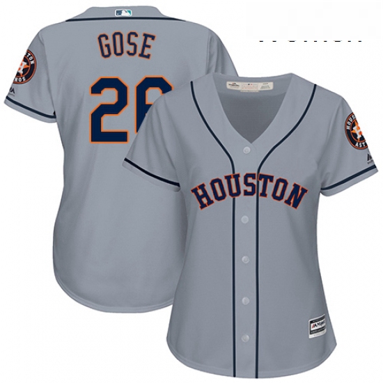 Womens Majestic Houston Astros 26 Anthony Gose Authentic Grey Road Cool Base MLB Jersey