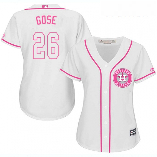 Womens Majestic Houston Astros 26 Anthony Gose Authentic White Fashion Cool Base MLB Jersey