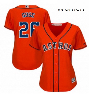 Womens Majestic Houston Astros 26 Anthony Gose Replica Orange Alternate Cool Base MLB Jersey