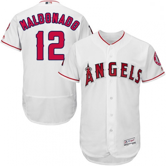 Mens Majestic Los Angeles Angels of Anaheim 12 Martin Maldonado White Flexbase Collection 2018 World