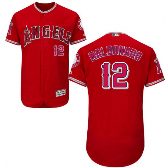 Mens Majestic Los Angeles Angels of Anaheim 12 Martin Maldonado Red Alternate Flexbase Authentic Col