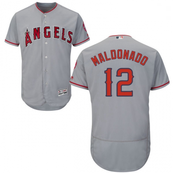 Mens Majestic Los Angeles Angels of Anaheim 12 Martin Maldonado Grey Flexbase Authentic Collection M