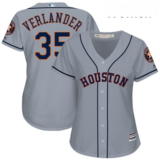 Womens Majestic Houston Astros 35 Justin Verlander Authentic Grey Road Cool Base MLB Jersey