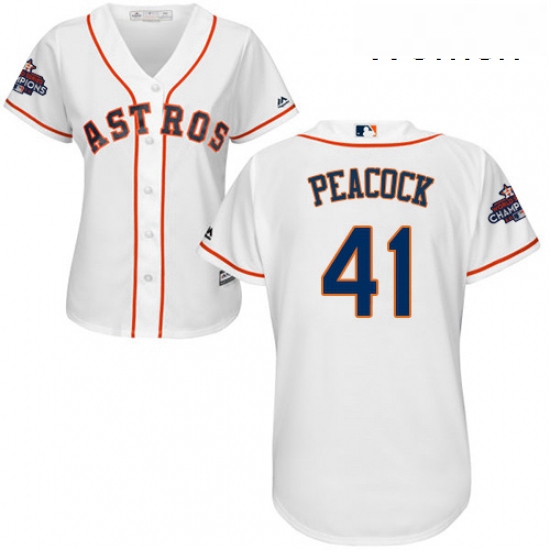 Womens Majestic Houston Astros 41 Brad Peacock Authentic White Home 2017 World Series Champions Cool