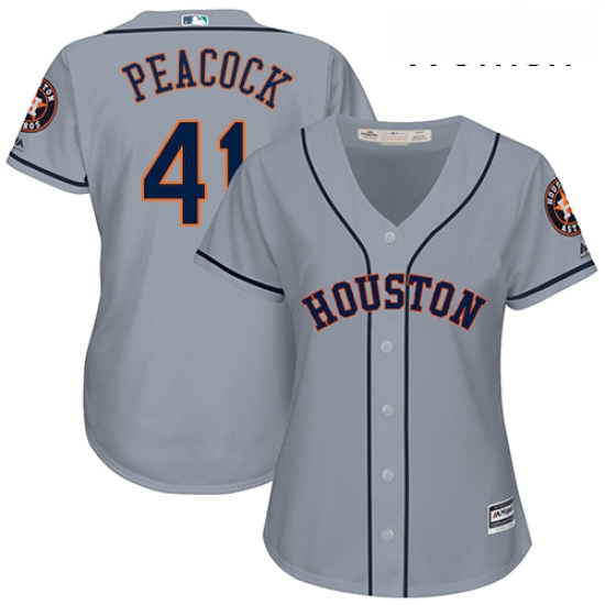 Womens Majestic Houston Astros 41 Brad Peacock Replica Grey Road Cool Base MLB Jersey