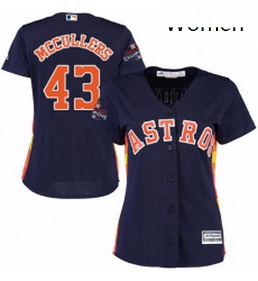 Womens Majestic Houston Astros 43 Lance McCullers Authentic Navy Blue Alternate 2017 World Series Ch