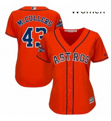 Womens Majestic Houston Astros 43 Lance McCullers Authentic Orange Alternate 2017 World Series Champ