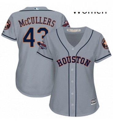 Womens Majestic Houston Astros 43 Lance McCullers Replica Grey Road 2017 World Series Champions Cool