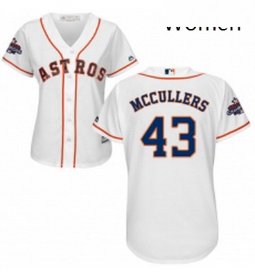 Womens Majestic Houston Astros 43 Lance McCullers Replica White Home 2017 World Series Champions Coo