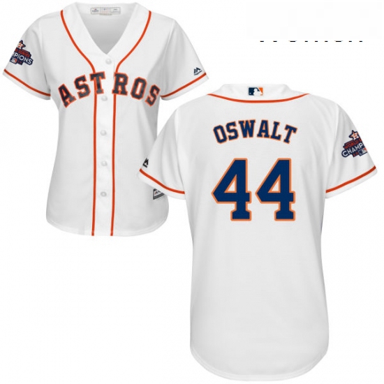 Womens Majestic Houston Astros 44 Roy Oswalt Authentic White Home 2017 World Series Champions Cool B