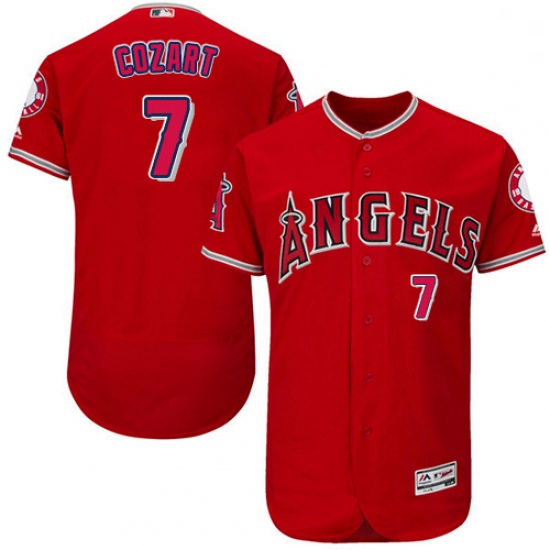 Mens Majestic Los Angeles Angels of Anaheim 7 Zack Cozart Red Alternate Flex Base Authentic Collecti