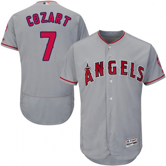 Mens Majestic Los Angeles Angels of Anaheim 7 Zack Cozart Grey Road Flex Base Authentic Collection M