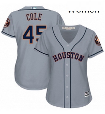 Womens Majestic Houston Astros 45 Gerrit Cole Authentic Grey Road Cool Base MLB Jersey