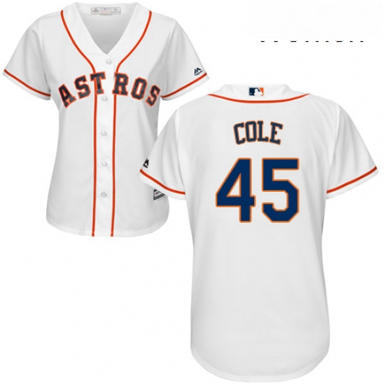 Womens Majestic Houston Astros 45 Gerrit Cole Authentic White Home Cool Base MLB Jersey