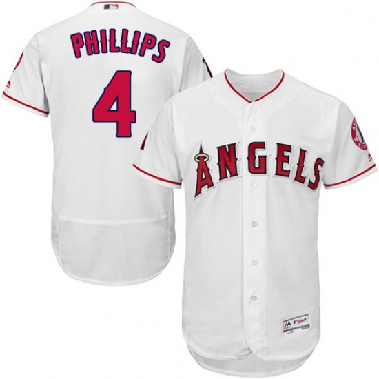 Mens Majestic Los Angeles Angels of Anaheim 4 Brandon Phillips White Flexbase Authentic Collection M