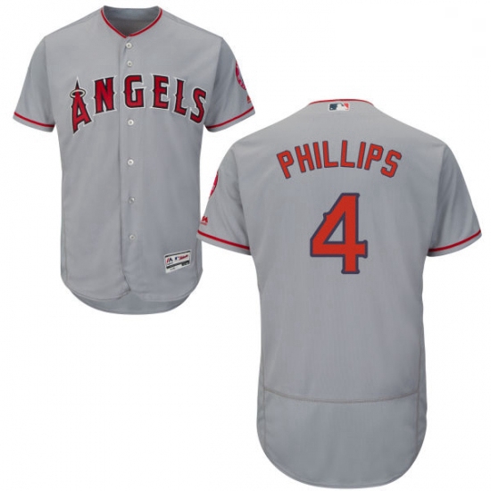 Mens Majestic Los Angeles Angels of Anaheim 4 Brandon Phillips Grey Flexbase Authentic Collection ML