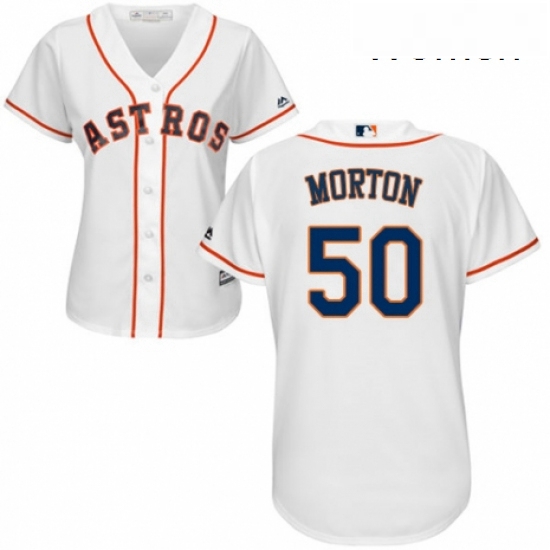 Womens Majestic Houston Astros 50 Charlie Morton Authentic White Home Cool Base MLB Jersey