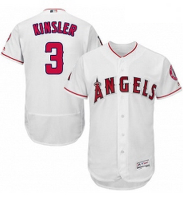 Mens Majestic Los Angeles Angels of Anaheim 3 Ian Kinsler White Home Flex Base Collection 2018 World