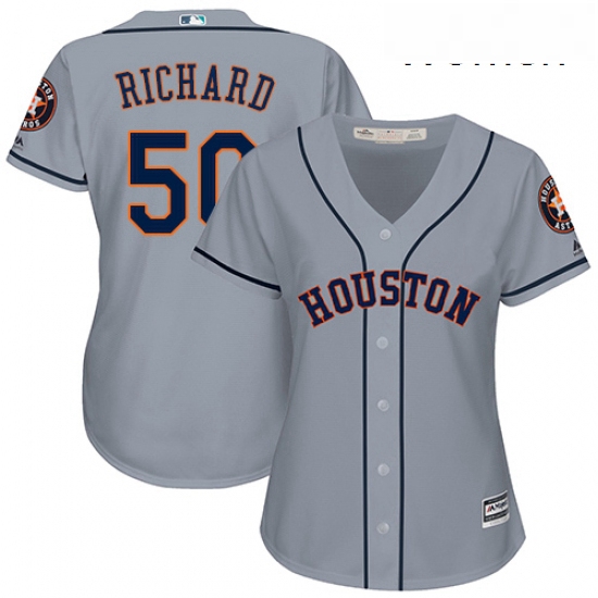 Womens Majestic Houston Astros 50 JR Richard Authentic Grey Road Cool Base MLB Jersey