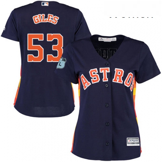 Womens Majestic Houston Astros 53 Ken Giles Authentic Navy Blue Alternate Cool Base MLB Jersey