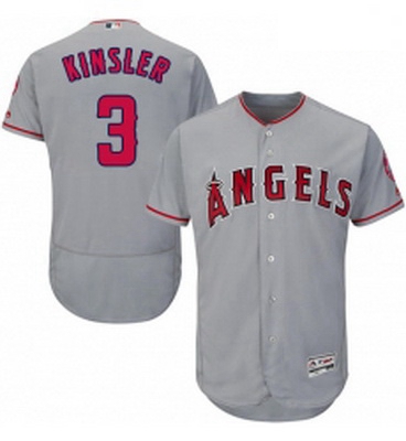 Mens Majestic Los Angeles Angels of Anaheim 3 Ian Kinsler Grey Road Flex Base Authentic Collection M