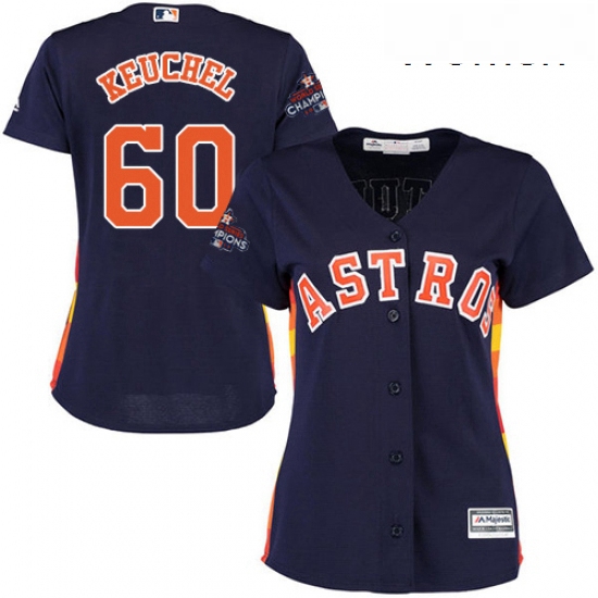 Womens Majestic Houston Astros 60 Dallas Keuchel Authentic Navy Blue Alternate 2017 World Series Cha