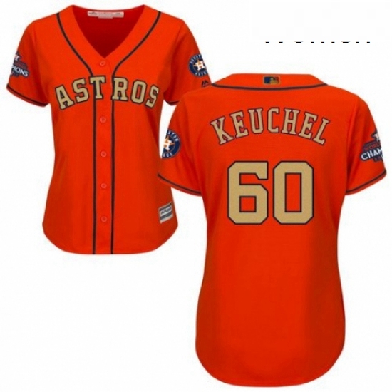 Womens Majestic Houston Astros 60 Dallas Keuchel Authentic Orange Alternate 2018 Gold Program Cool B