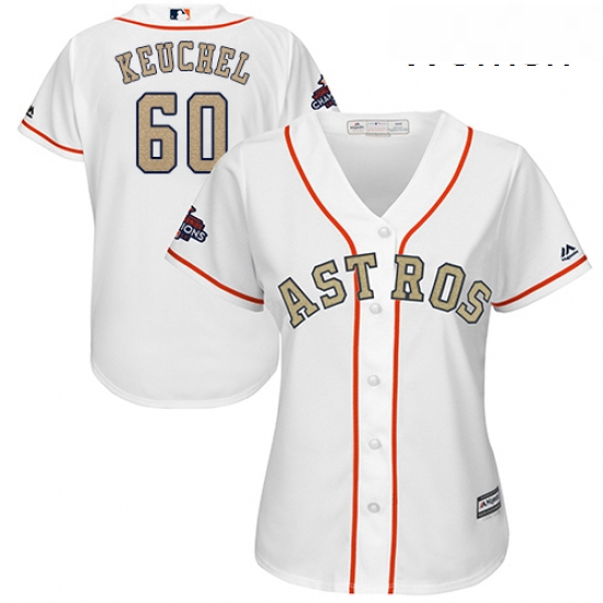 Womens Majestic Houston Astros 60 Dallas Keuchel Authentic White 2018 Gold Program Cool Base MLB Jer