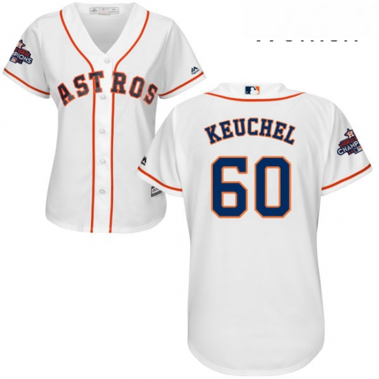 Womens Majestic Houston Astros 60 Dallas Keuchel Authentic White Home 2017 World Series Champions Co