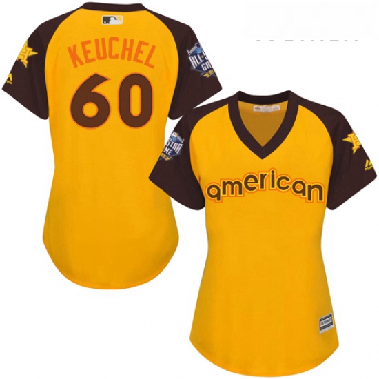 Womens Majestic Houston Astros 60 Dallas Keuchel Authentic Yellow 2016 All Star American League BP C