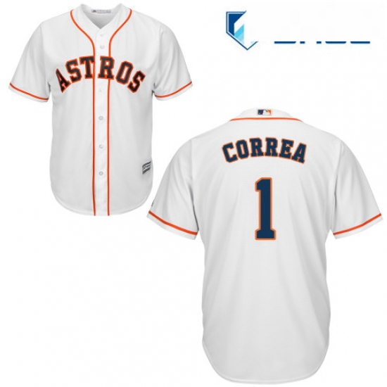 Youth Majestic Houston Astros 1 Carlos Correa Replica White Home Cool Base MLB Jersey