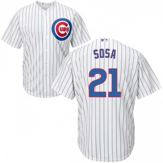 Youth Majestic Chicago Cubs 21 Sammy Sosa Authentic White Home Cool Base MLB Jersey