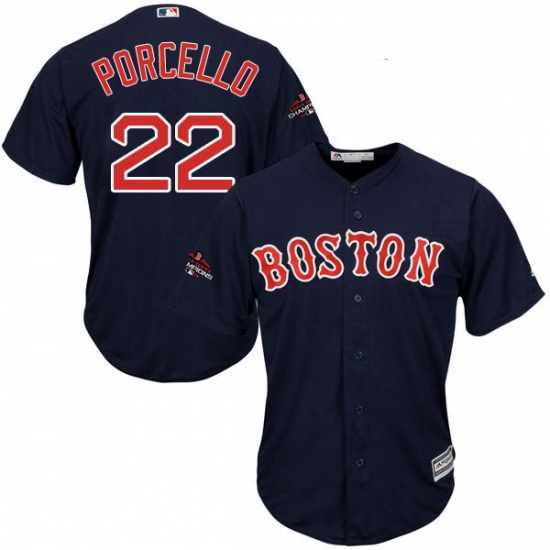 Youth Majestic Boston Red Sox 22 Rick Porcello Authentic Navy Blue Alternate Road Cool Base 2018 Wor