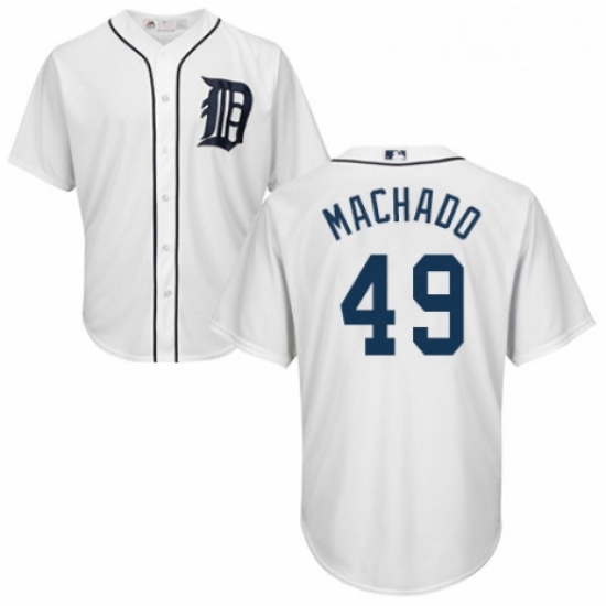 Youth Majestic Detroit Tigers 49 Dixon Machado Authentic White Home Cool Base MLB Jersey