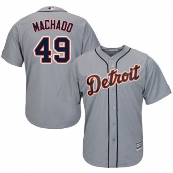 Youth Majestic Detroit Tigers 49 Dixon Machado Replica Grey Road Cool Base MLB Jersey