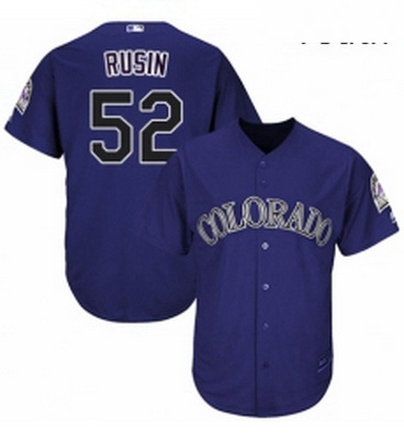 Youth Majestic Colorado Rockies 52 Chris Rusin Authentic Purple Alternate 1 Cool Base MLB Jersey