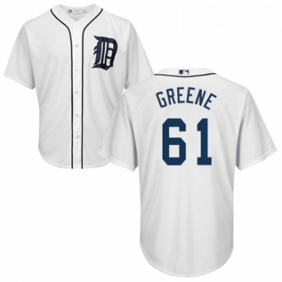 Youth Majestic Detroit Tigers 61 Shane Greene Authentic White Home Cool Base MLB Jersey