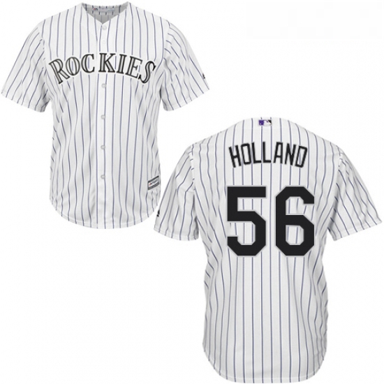 Youth Majestic Colorado Rockies 56 Greg Holland Authentic White Home Cool Base MLB Jersey