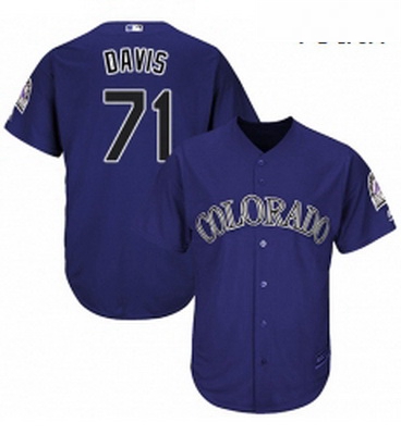 Youth Majestic Colorado Rockies 71 Wade Davis Authentic Purple Alternate 1 Cool Base MLB Jersey