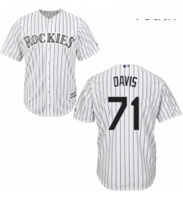 Youth Majestic Colorado Rockies 71 Wade Davis Authentic White Home Cool Base MLB Jersey