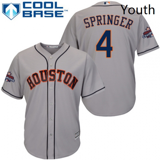 Youth Majestic Houston Astros 4 George Springer Authentic Grey Road 2017 World Series Champions Cool