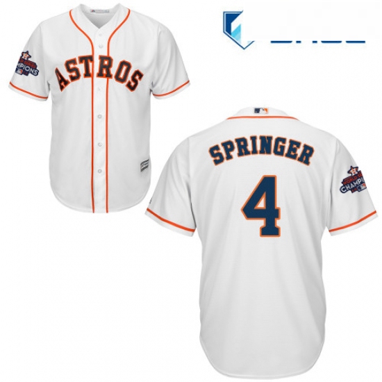 Youth Majestic Houston Astros 4 George Springer Authentic White Home 2017 World Series Champions Coo