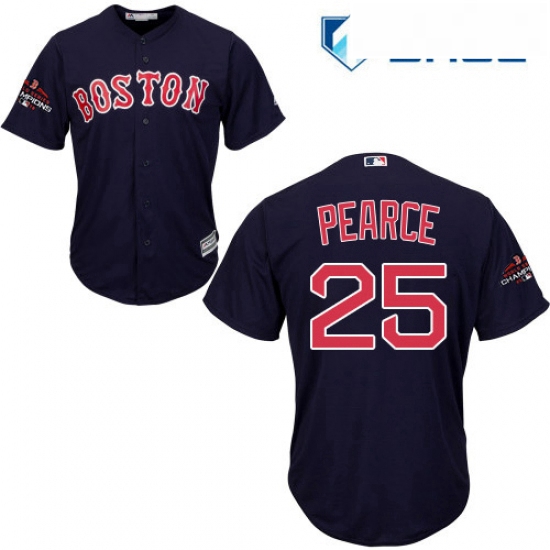 Youth Majestic Boston Red Sox 25 Steve Pearce Authentic Navy Blue Alternate Road Cool Base 2018 Worl