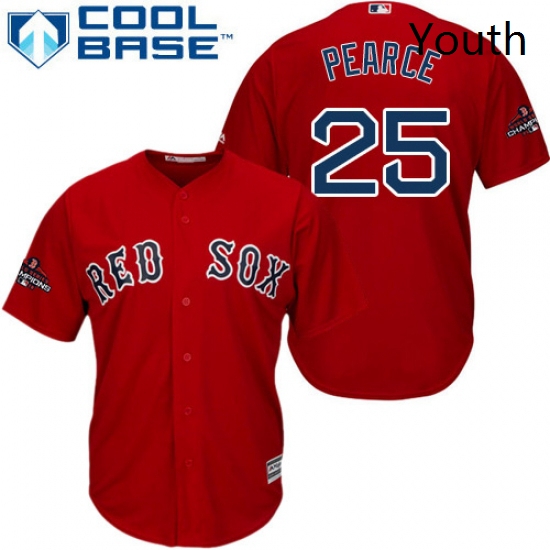 Youth Majestic Boston Red Sox 25 Steve Pearce Authentic Red Alternate Home Cool Base 2018 World Seri