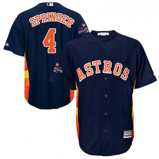 Youth Majestic Houston Astros 4 George Springer Replica Navy Blue Alternate 2017 World Series Champi