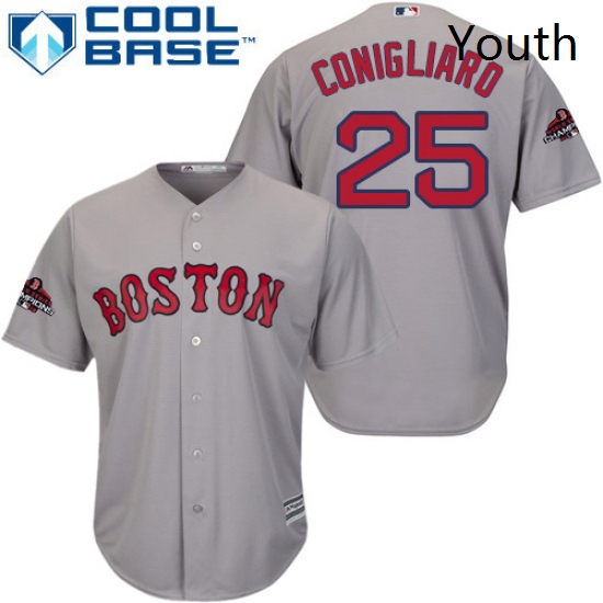 Youth Majestic Boston Red Sox 25 Tony Conigliaro Authentic Grey Road Cool Base 2018 World Series Cha