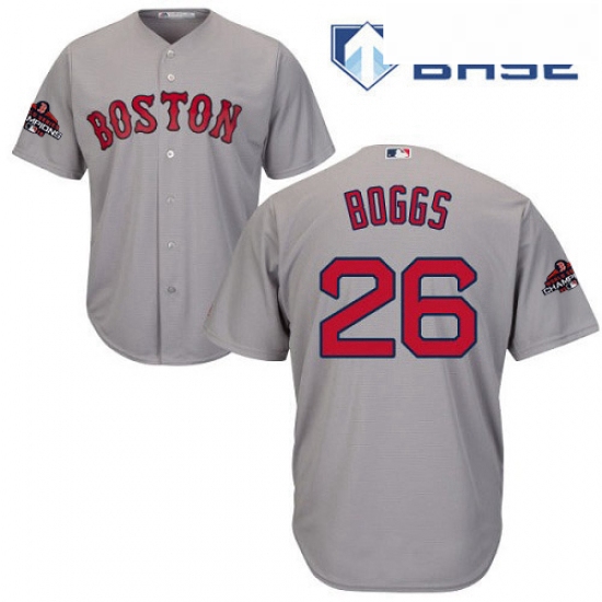 Youth Majestic Boston Red Sox 26 Wade Boggs Authentic Grey Road Cool Base 2018 World Series Champion