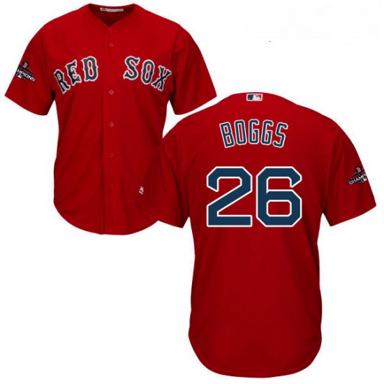 Youth Majestic Boston Red Sox 26 Wade Boggs Authentic Red Alternate Home Cool Base 2018 World Series