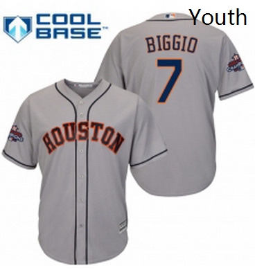 Youth Majestic Houston Astros 7 Craig Biggio Authentic Grey Road 2017 World Series Champions Cool Ba